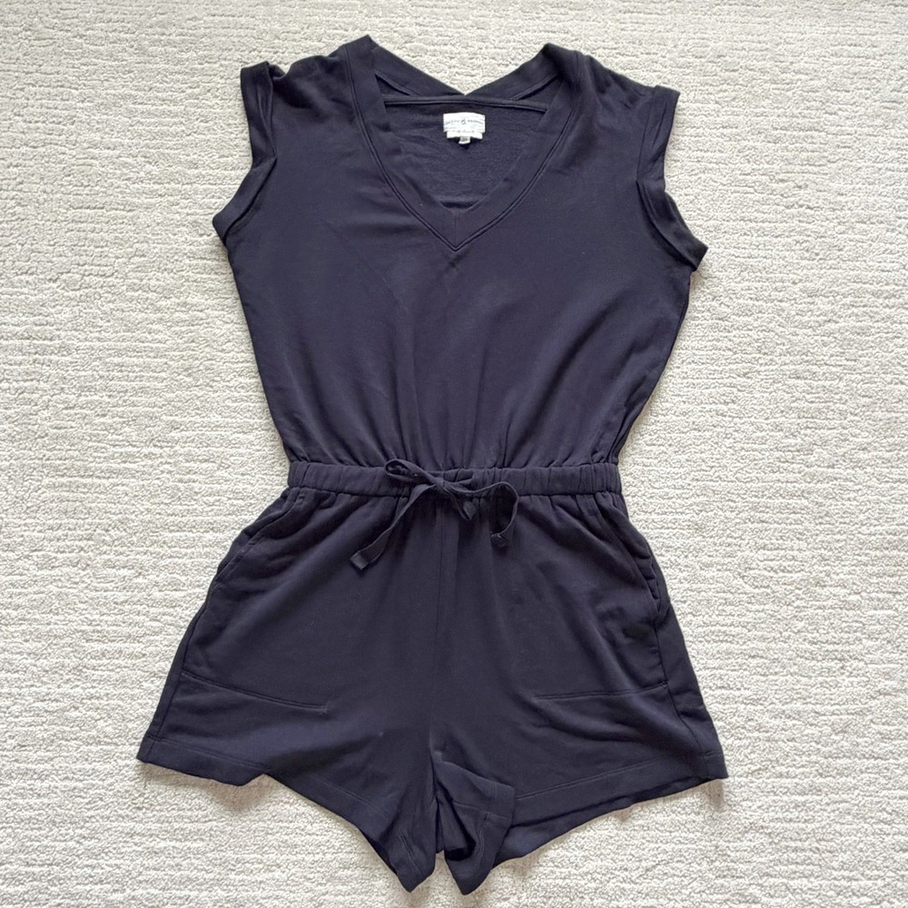 Lou & Grey‎ Soft VNeck Romper Deep Navy Blue XS-M Loungewear Summer Nautical